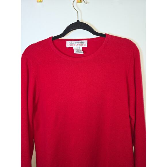 Queen Of Scots Red Cashmere Sweater Womens Long Sleeve Knit Top Size Large - Picture 2 of 8